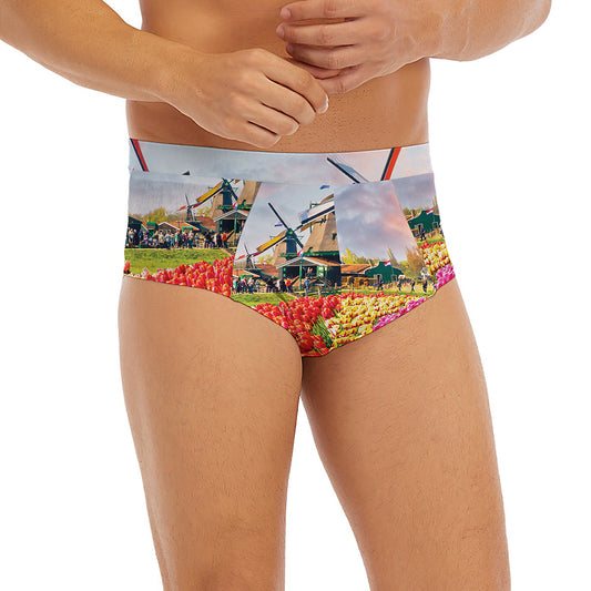 Tulip Field Print Men's Briefs