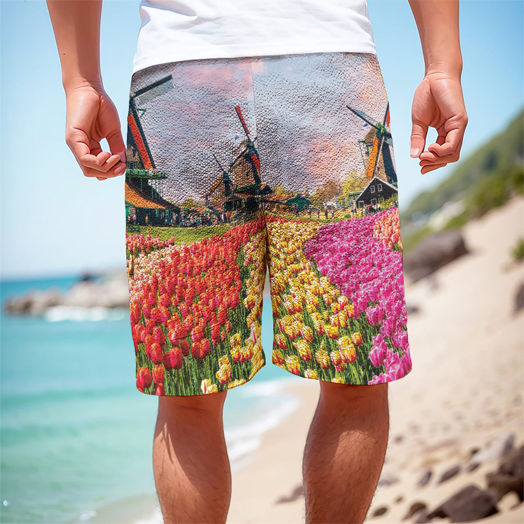 Tulip Field Print Men's Cargo Shorts