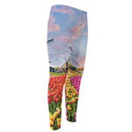 Tulip Field Print Men's Compression Pants