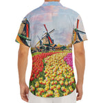Tulip Field Print Men's Deep V-Neck Shirt