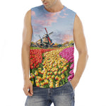 Tulip Field Print Men's Fitness Tank Top