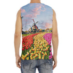 Tulip Field Print Men's Fitness Tank Top