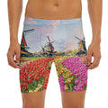 Tulip Field Print Men's Long Boxer Briefs