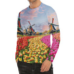 Tulip Field Print Men's Long Sleeve Rash Guard