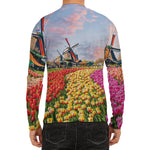 Tulip Field Print Men's Long Sleeve Rash Guard