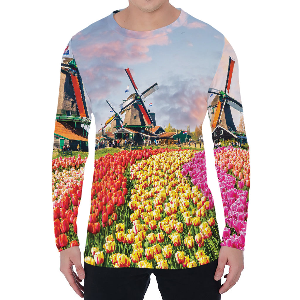 Tulip Field Print Men's Long Sleeve T-Shirt