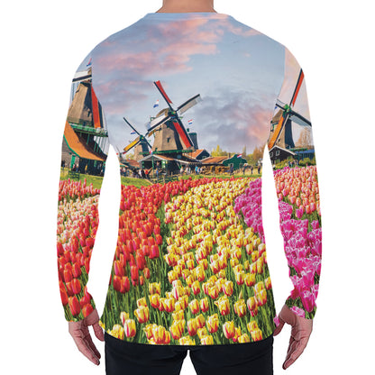 Tulip Field Print Men's Long Sleeve T-Shirt