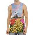 Tulip Field Print Men's Muscle Tank Top