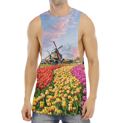 Tulip Field Print Men's Muscle Tank Top