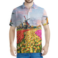 Tulip Field Print Men's Polo Shirt