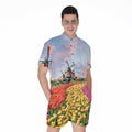 Tulip Field Print Men's Romper