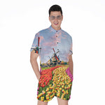 Tulip Field Print Men's Rompers