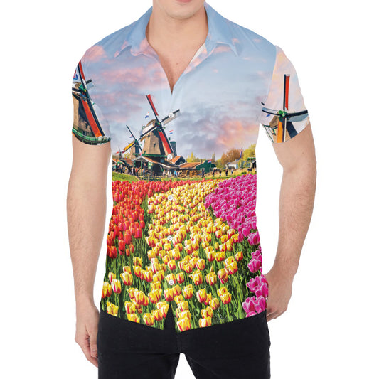 Tulip Field Print Men's Shirt