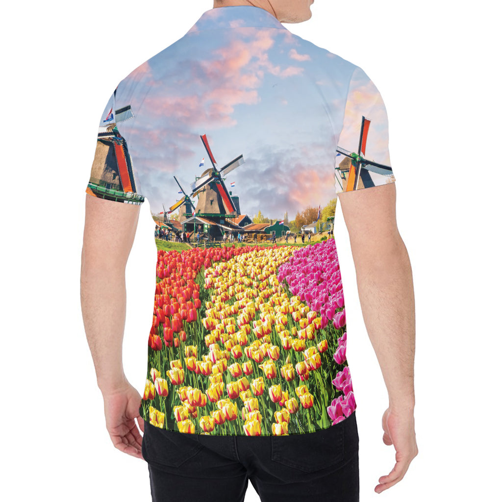 Tulip Field Print Men's Shirt