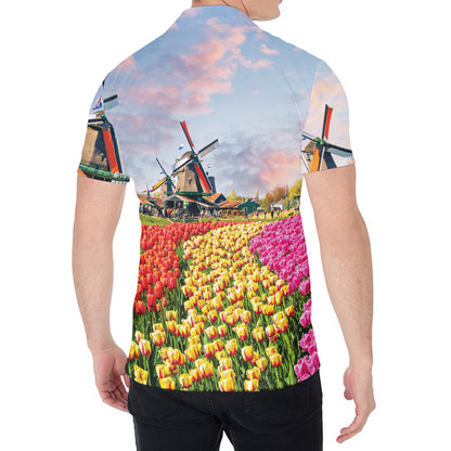 Tulip Field Print Men's Shirt