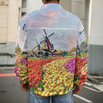 Tulip Field Print Men's Shirt Jacket