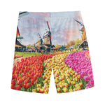 Tulip Field Print Men's Sports Shorts