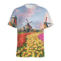 Tulip Field Print Men's Athletic T-Shirt