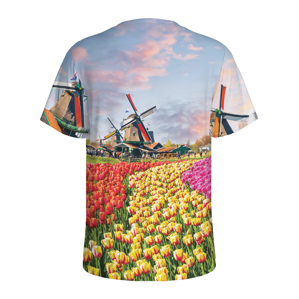 Tulip Field Print Men's Sports T-Shirt