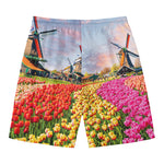Tulip Field Print Men's Swim Trunks