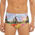 Tulip Field Print Men's Triangle Swim Briefs