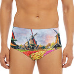 Tulip Field Print Men's Triangle Swim Briefs
