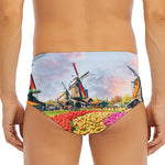 Tulip Field Print Men's Triangle Swim Briefs