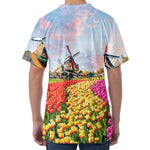 Tulip Field Print Men's Velvet T-Shirt