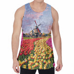 Tulip Field Print Men's Velvet Tank Top