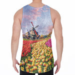 Tulip Field Print Men's Velvet Tank Top