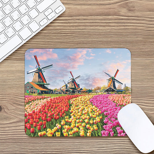 Tulip Field Print Mouse Pad