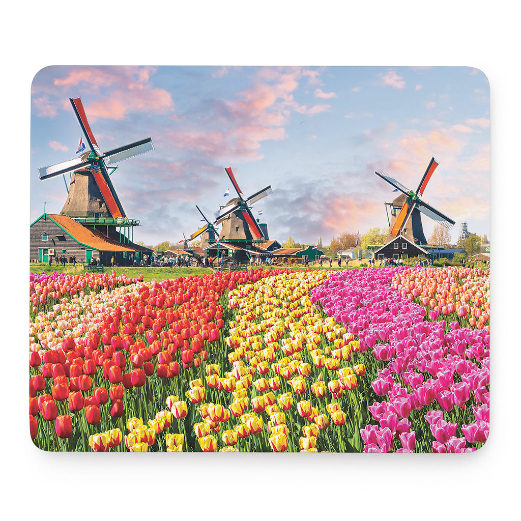 Tulip Field Print Mouse Pad