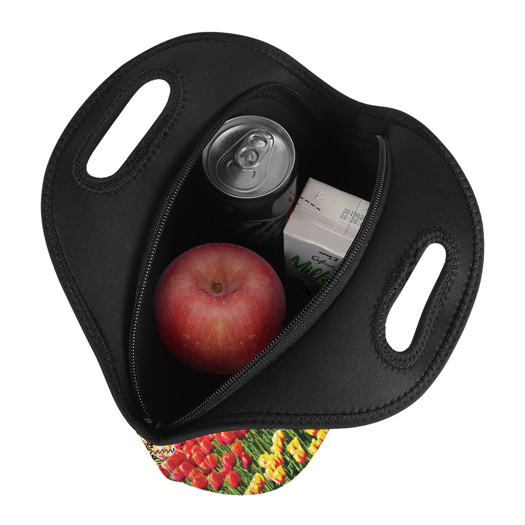 Tulip Field Print Neoprene Lunch Bag