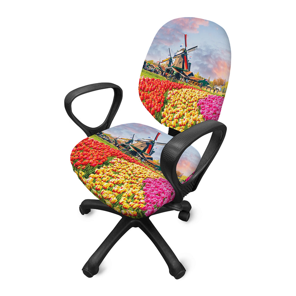 Tulip Field Print Office Chair Cover