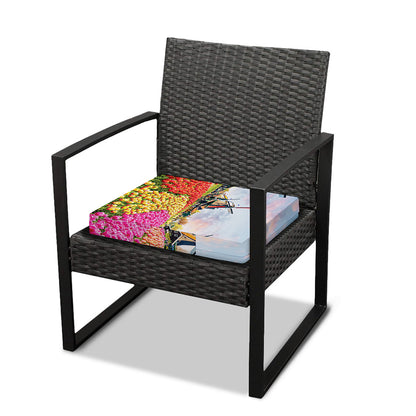 Tulip Field Print Outdoor Seat Cushion Cover
