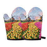 Tulip Field Print Oven Mitts