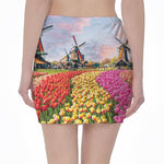 Tulip Field Print Pencil Mini Skirt