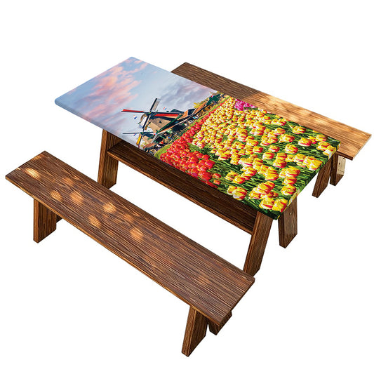 Tulip Field Print Picnic Table Cover