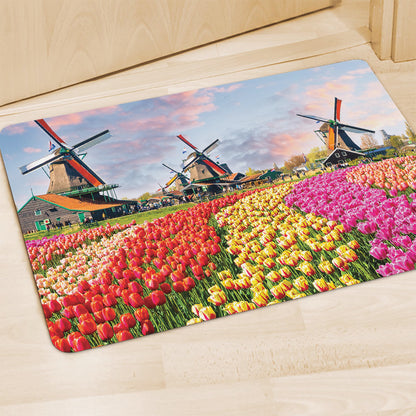 Tulip Field Print Polyester Doormat