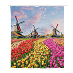 Tulip Field Print Polyester Shower Curtain