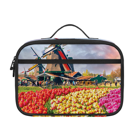 Tulip Field Print Portable Lunch Bag