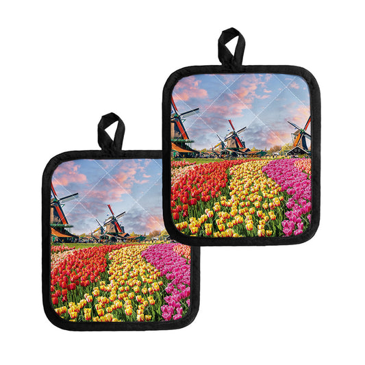 Tulip Field Print Pot Holders