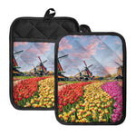 Tulip Field Print Pot Holders With Pocket