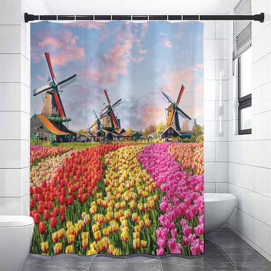 Tulip Field Print Premium Shower Curtain