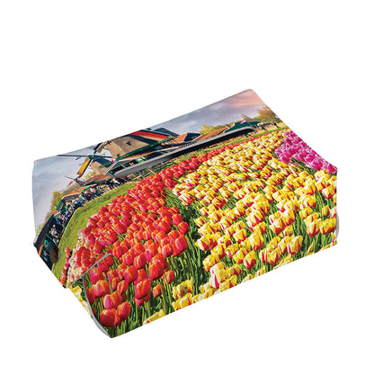 Tulip Field Print Rectangle Tissue Box Cover