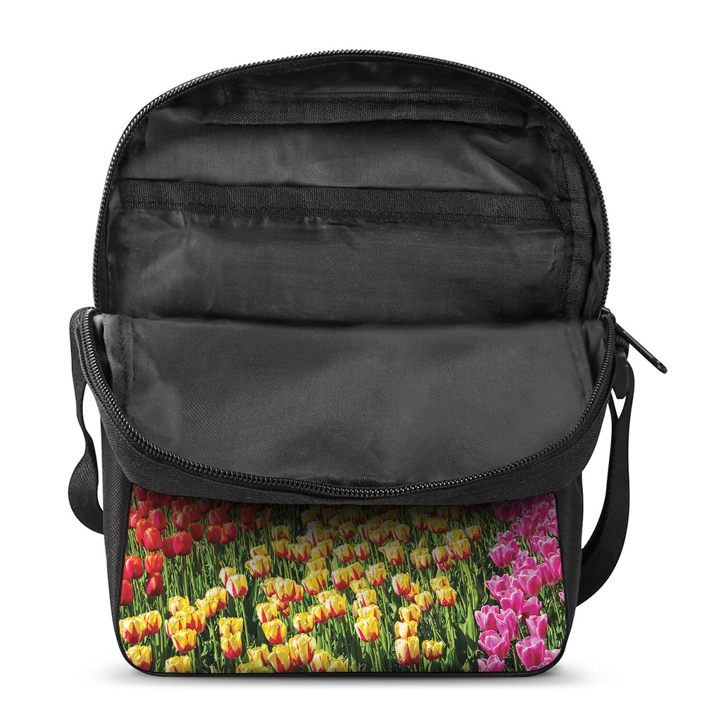 Tulip Field Print Rectangular Crossbody Bag