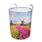 Tulip Field Print Round Laundry Basket