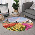 Tulip Field Print Round Rug
