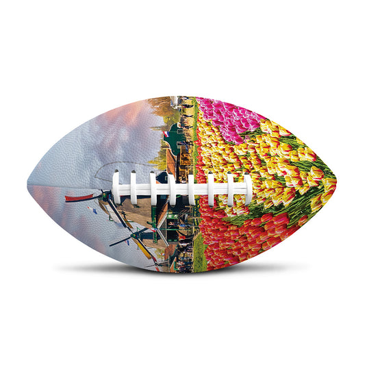 Tulip Field Print Rugby Ball