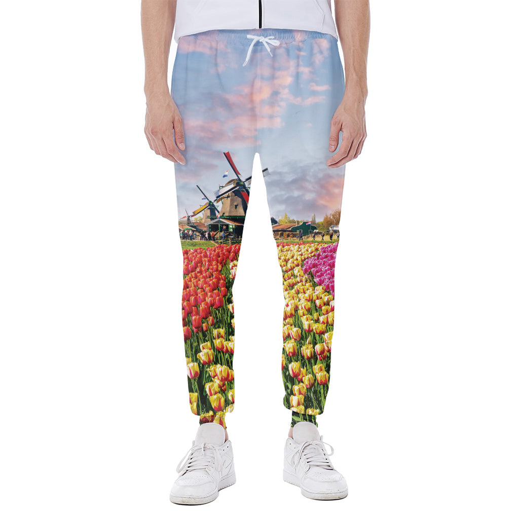 Tulip Field Print Scuba Joggers